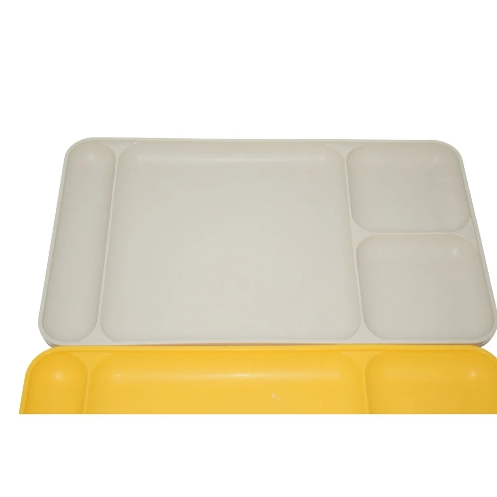 Tupperware‎ Divided Lunch Trays Set of 3 Yellow Cream Retro Fair Compartment